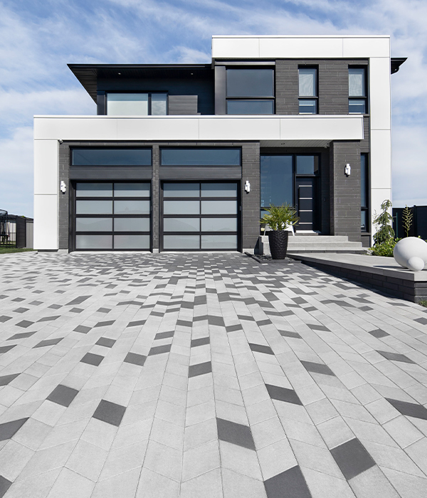 Modern interlocking stone driveway